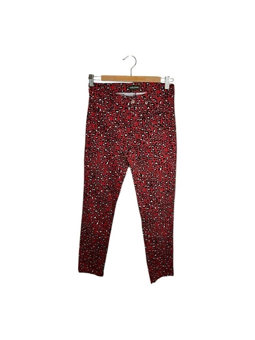 Golfino Red Leopard Slim Pants Size 4